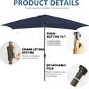6.5x10FT Rectangular Patio Umbrella with Push Button Tilt & Crank Lift for Garden,UV Protection Outdoor Umbrella for Deck,Pool and Yard,Navy