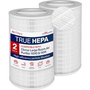 11011 True HEPA Filter Replacement Compatible with Clorox Large Room Air Purifier Model 11010 by LifeSupplyUSA (2-Pack)