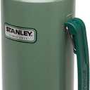 Stanley Heritage Classic Vacuum Bottle with Handle 1.1 qt | Wide Mouth w/Leakproof Cup Lid | Keep Drinks Hot or Cold | Insulated Stainless Steel Thermal Bottle | BPA-Free | Hammertone Green