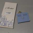 Small Wallets Woman RFID Blocking Leather Credit Card Holder - with ID Window - Card Wallets for Women - with Zipper Coin Purse - Keychain Wallet (Blue)