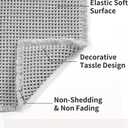 Waffle Bath Mat-Runner Rug, Super Absorbent Non Slip Bath Mats for Bathroom Machine Washable Long Rugs with Tassels, Bath Rugs for Bathroom Floor Beside Tub, 2' x 6' (Light Grey)