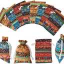 12 Pack Egyptian Candy Jewelry Coin Pouches Aztec Print Drawstring Gift Bag Potli Bags for Return Gifts Indian Holiday Party Favors, Arts Crafts Projects