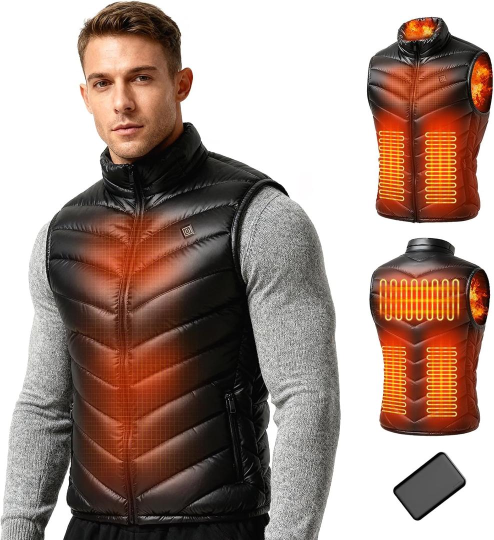 Lightweight Heated Vest for Men and Women 3 Heating Levels Electric Heating Vest for Outdoor Activities (Black, XL)