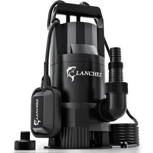 LANCHEZ 1.6HP 6000GPH Sump Pump, High Flow Submersible Water Pump with Float Switch, Automatic Transfer Water Pump for Swimming Pool Basement Flooded Pit Sewage Sink Tub, Black