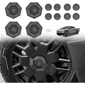 BestEvMod 4PCS Full Coverage Wheel Center Hub Caps Cover Compatible with Tesla Cybertruck 2026 2025 2024 Accessories Wheel Removable Hub Center ABS Caps Easy to Install Fit All Terrain Tires ONLY(V2)