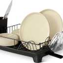 Amazon Basics Dish Drying Rack, Stainless Steel, 15.2 x 11.6 x 4 in., Black