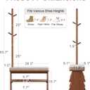Coat Rack with Shoe Storage,Shoe Rack whit 8 Hook for Offices、Bedroom、Living Room,Small Shoe Bench,Walnut
