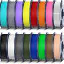 TECBEARS PETG Filament Bundle, 250g/Spool, 16 Color, 4kg in Total, Black+White+Gray+Olive Green+Red+Pink+Orange+Blue+Cyan+Green+Yellow+Beige+Purple+Transparent+Coffee+Sliver