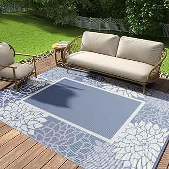 Outdoor Rug 8x10 Reversible-Waterproof Patio Rug-Quick Dry Outdoor Carpet-Outdoor Area Rugs Indoor Outdoor Rugs-Outside Rug Patio Decor for Porch Deck Balcony Backyard