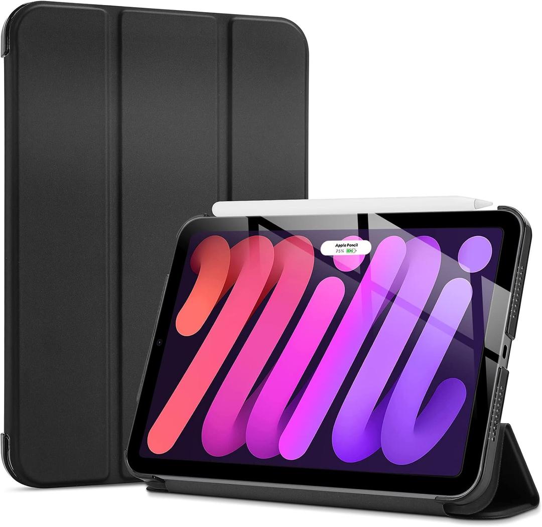 ProCase Smart Case for iPad mini 7 A17 Pro 2024/iPad Mini 6 2021 8.3 Inch iPad mini 7th/6th Gen Case, Hard Back Cover for iPad mini 8.3" 7th Gen A2995/A2996/A2993/6th Gen A2567 A2568 A2569 -Black