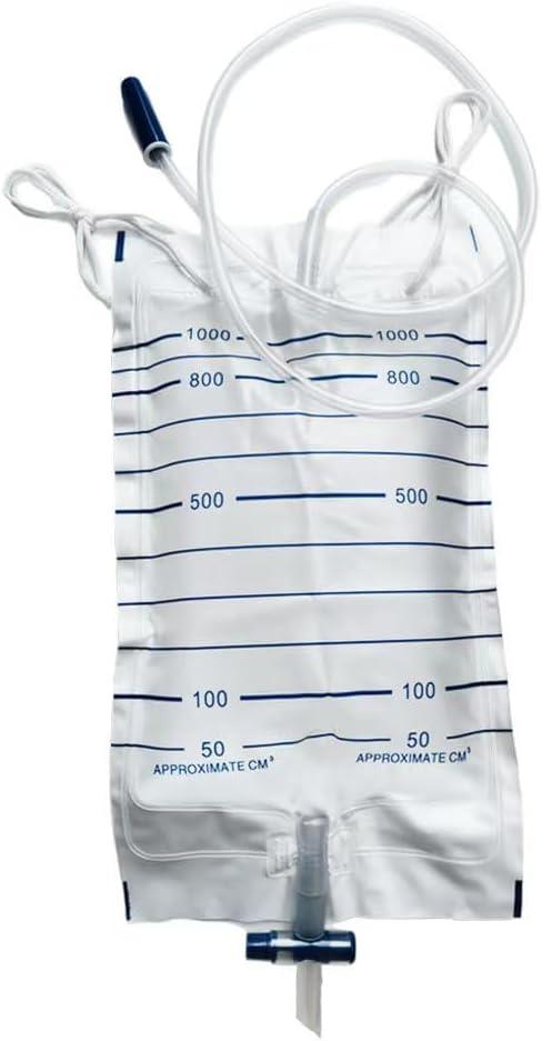 10 Pack Uinary Drainage Bag Urine Bag with 1000 mL Volume, 48" Drainage Tube and Hanging Rope