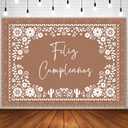 Withu Floral Feliz Cumpleaños Backdrop for Birthday Party Decorations Mexican Cake Table Wall Banner Mexico Flowers Cactus Cino De Mayo Carnival Fiesta Photography Background Brown 7x5ft