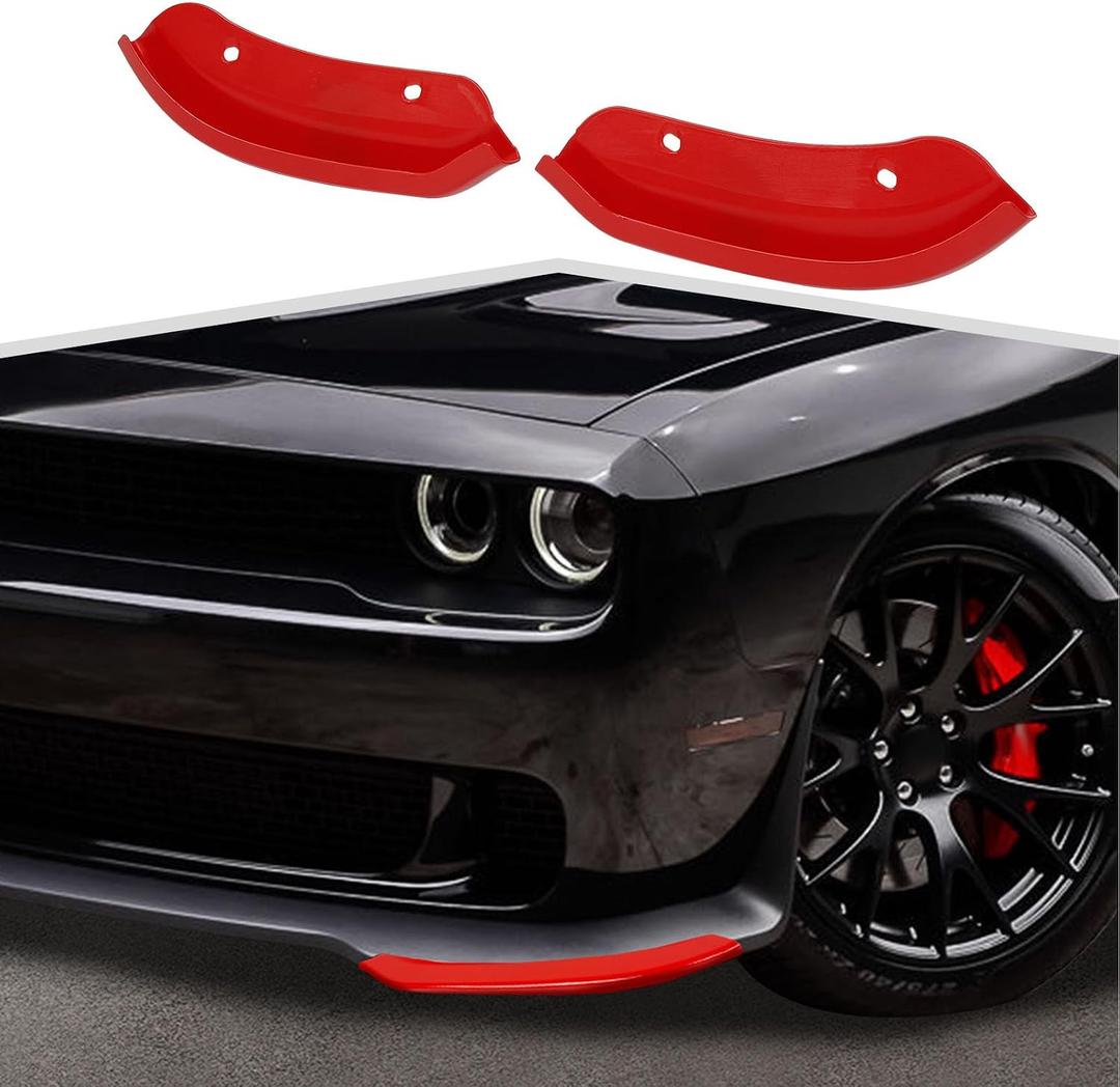 Front Bumper Lip Splitter Protector Cover Compatible with 2015-2023 Dodge Challenger SRT, SRT Hellcat, SRT 392, Scat Pack(Red)