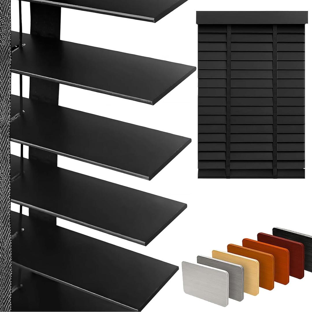 2" Slats Wood Blinds for Indoor Windows: Solid Wooden Blackout Blind&Shades, 29.5"W x 36"H
