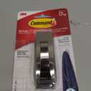 Command Modern Reflections Large Metal Bath Hook, Satin Nickel, 1-Hook with Water-Resistant Strips, Organize Damage-Free