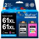 Valuetoner 61XL Ink Cartridges Replacement for HP 61 Ink Cartridge Combo Pack 61XL Works with HP Envy 4500 4502 5530 Deskjet 2540 3510 OfficeJet 4630 Printer (1 Black, 1 Tri-Color, 2-Pack)