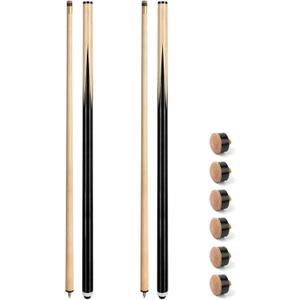 LOTKEY Pool Cue Stick, 58" Pool Sticks Set of 2, Billiard Sticks with 13mm Leather Tips for Beginners Youth Adults 14 15 19 20 21oz House Bar, 2-Piece Design, 58in 20oz set of 2