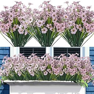 Grunyia 20 Bundles Artificial Flowers, Outdoor Indoor UV Resistant Fake Flowers No Fade Faux Plastic Plants Garden Porch Window Box Decoration