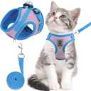 Cat & Dog Vest Harness - All Weather Mesh, Reflective Strap, Step-in Adjustable for Small Cats & Dogs (Pink and Blue,XS) (X-Small (Chest: 8"-9"))