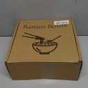 Vivimee Unbreakable Japanese Style Ramen Bowl Set of 2, 37oz Black Large Matte Melamine Bowls and Spoons Set with Chopsticks & Saucers for Pho Thai Miso Udon Soup Noodles or Asian Food