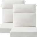 Outdoor High Back Chair Cushion Seat Pads, 2-Pack 44 x 21 Inch Water-Repellent & Fade-Resistant Patio Furniture Cushions with Ties for Adirondack, Rocking Chairs, Linen (44"x21", Linen)