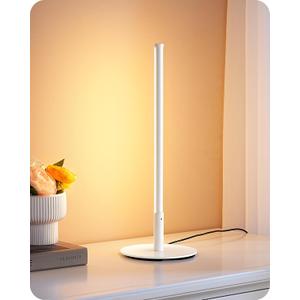 EDISHINE Upgraded LED Table Lamp, Dimmable Bedside Lamp, 3 Color Temperature, Power Cord Touch Switch Desk Lamp, Minimal Nightstand Lamp for Bedroom, Living Room, Gift, Metal Finish, Eye Caring, White