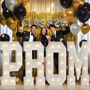 PROM Decorations 2026 Marquee Letters: Graduation Decorations Class of 2026 Large Light Up Letters 4 Feet Tall College High School Grad PROM Party Sign Warm White Light Backdrop