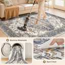 9x12 Washable Area Rugs for Living Room: Non Slip Vintage Beige Blue Rug, Large Soft Stain Resistant Indoor Floor Carpets for Bedroom Dining Room Nursery Home Office Kid & Pet Friendly