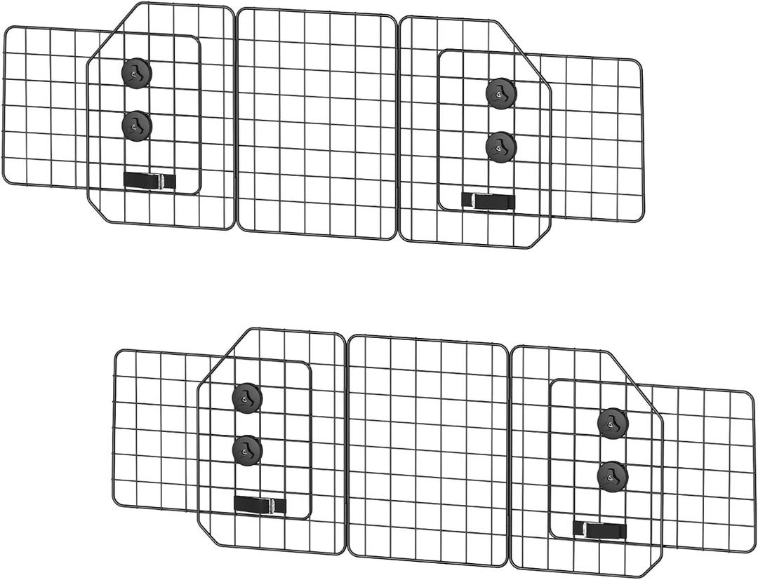 OUSHENG 2 Pack Dog Barrier for SUV, Adjustable Large Car Divider Universal-Fit Wire Mesh Pet Gate Accessories Essentials for Cargo Vehicles Van Safety Travel, Black