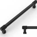 Amerdeco 10 Pack Matte Black Knurled Cabinet Pulls - 7 Inch(177.8mm) Hole Center Kitchen Handles Drawer Pulls Cabinet Hardware ZH0034
