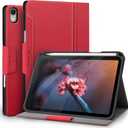 Antbox Case for iPad mini 7 A17 Pro, iPad mini 7th/6th Generation Case (2024/2021) with Pencil Holder Vegan Leather Smart Cover with Auto Sleep/Wake Stand Function (Red)
