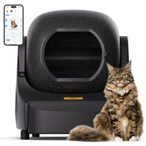 89.5L Extra Large Self-Cleaning Cat Litter Box With Mat for Multi Cats - Integrated Safety Protection, Self-Developed APP Control, Odor Control, Black Smart