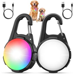Dog Collar Light, 4 Modes Dog Lights for Night Walking, Rechargeable LED Pet Collar Light for Nighttime Clip on, IP68 Waterproof Pet Walking Accessories2 Pack(Black)