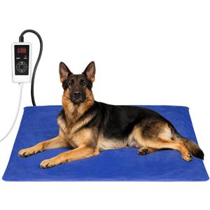 RIOGOO Pet Heating Pad, Electric Heating Pad for Dogs and Cats with Timer, 6 Level Adjustable Temperature Dog Heated Blanket (Blue, XL:36''x27'')