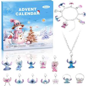 Advent Calendar 2025, Girls Boys 24 Days Christmas Charm Bracelet Countdown Calendar with DIY Fashion Jewelry Making Kit Gift for Daughter, Son, Granddaughter, Niece (blue)