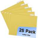Hanging Colored File Folders,25 Pack Yellow Letter Size Hanging File Folders with 1/5-Cut Tabs,Ideal for Home and Office Organization and Papers Classification