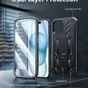 FNTCASE for iPhone 15 Case: for iPhone 14 Case & iPhone 13 Case [Built-in Screen Protector & Kickstand] [Military Grade Drop Protection] Heavy Duty Full Protective Shockproof TPU Phone Cover - Black