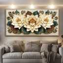 Large Wall Decor for Living Room Canvas Wall Art for Office Modern Wall Decorations for Bedroom Vintage White Floral Landscape Painting Artwork Room Home Decor 24x48 in