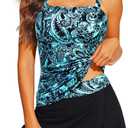 Talisea Womens Two Piece Tankini Bathing Suits with Skirt Tummy Control Swimsuits Ladies Swimwear XL