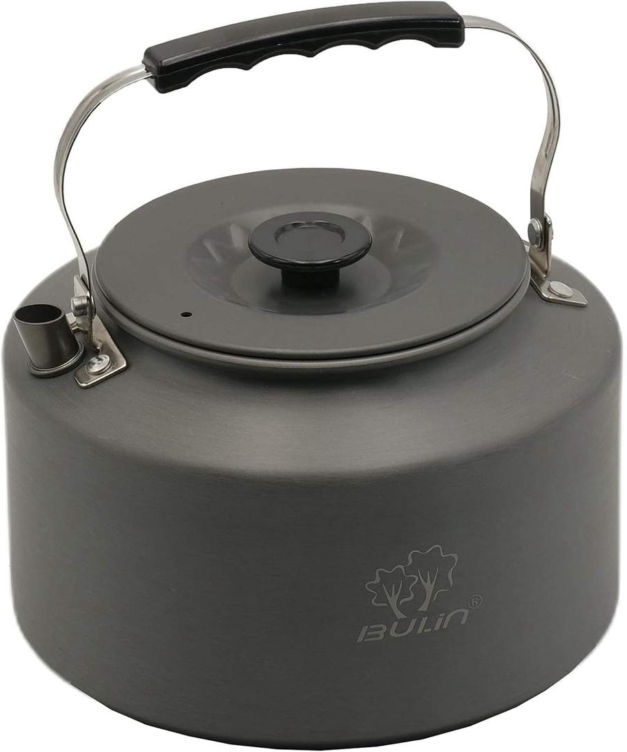 Bulin Camping Kettle, 2.2L Large Portable Stovetop Tea Kettle Fast Heating Boiling Hot Water for Open Fire Lightweight Coffee Pot with Anti-Scald Handle & Carry Bag for Outdoor Hiking Picnic Travel