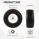 2 Pack 15x6.00-6 Flat Free Lawn Mower Tire and Wheel, 15x6-6nhs Riding Mowers Lawn Tire and Wheel with 3/4" & 5/8" Bearing, 3" Centered Hub