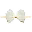 Cute Lace Bow Baby Girls Headbands White Knot Headband Soft Chiffon Hair Band for Newborn Infant Toddler Kids Hair Accessories (Beige A)