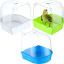3 Pieces Clear Bird Bath for Cage Parakeet Bird Cage Accessories Hanging Bath Box Parrot Bathing Tub with Clear View for Cockatiel Conure Canary Budgies Parrots Blue Green White (Classic Colors)