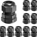 VCELINK 10 Pcs 1/2" NPT Cable Glands Nylon Waterproof, IP68 PA66 Cord Connectors, NPT 1/2" Wire Entry for Electrical Boxes, Strain Relief Wire Grommets, Black