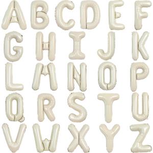 TONIFUL 52 Pieces 16 Inch Cream White Letter A-Z Balloons,Custom Phrase Mylar Foil Alphabet Letter DIY Personalized Phrase Banner for Birthday Anniversary Celebration Graduation Party Supplies Decor