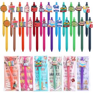 48 Sets Book Club Gifts Book Lover Gifts Ballpoint Pens with Bookmark for Women,48 Ballpoint Pens with 48 Paper Bookmarks