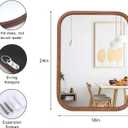 LVMU Elegant Wall Mirror Framed Farmhouse 18X24 Inch Mirrors Rounded Rectangle Woodgrain Natural Walnut/Oak Rustic Framed Vanity Mirror Bathroom Horizontally or Vertically (Walnut, 24"L x 18"W)