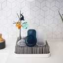 Boon Grass Plastic Drying Rack - Modern Countertop Baby Bottle Organizer - 9.75 x 9.88 x 3.0 inches - Gray