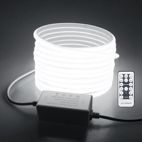 Samsion 32.8FT Outdoor LED Rope Light Waterproof COB LED Strip Lights for Indoor 6000K Cold White AC 110V/120V Dimmable Connectable LED Flexible Light Strip for Indoor Garden Building Commercial Decor