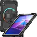 Gylint Case for Lenovo Tab 10.1 inch 2025 Tablet, Rugged Heavy Duty Shockproof Rotating Kickstand Protective Cover for Lenovo Tab 10.1 TB-311FU / Lenovo Tab K10 (2nd Gen) TB-311XU Black